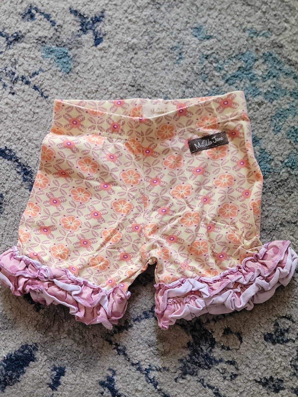 Matilda Jane Peach & Pink Floral Ruffle-Hem Girls' Shorts